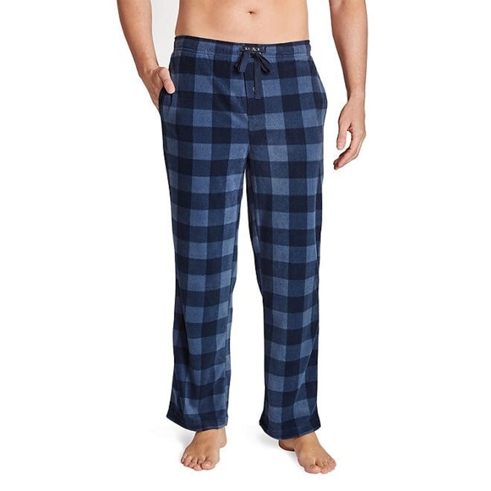 Lucky Brand Mens Sleep Fleece Pant XS Mood Indigo Blue Plaid Pajama Pants